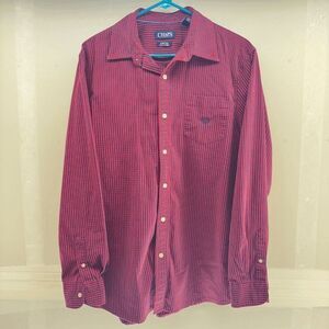Chaps by Ralph Lauren Plaid Flannel Red Blue Long Sleeve Mens Large Comfy City